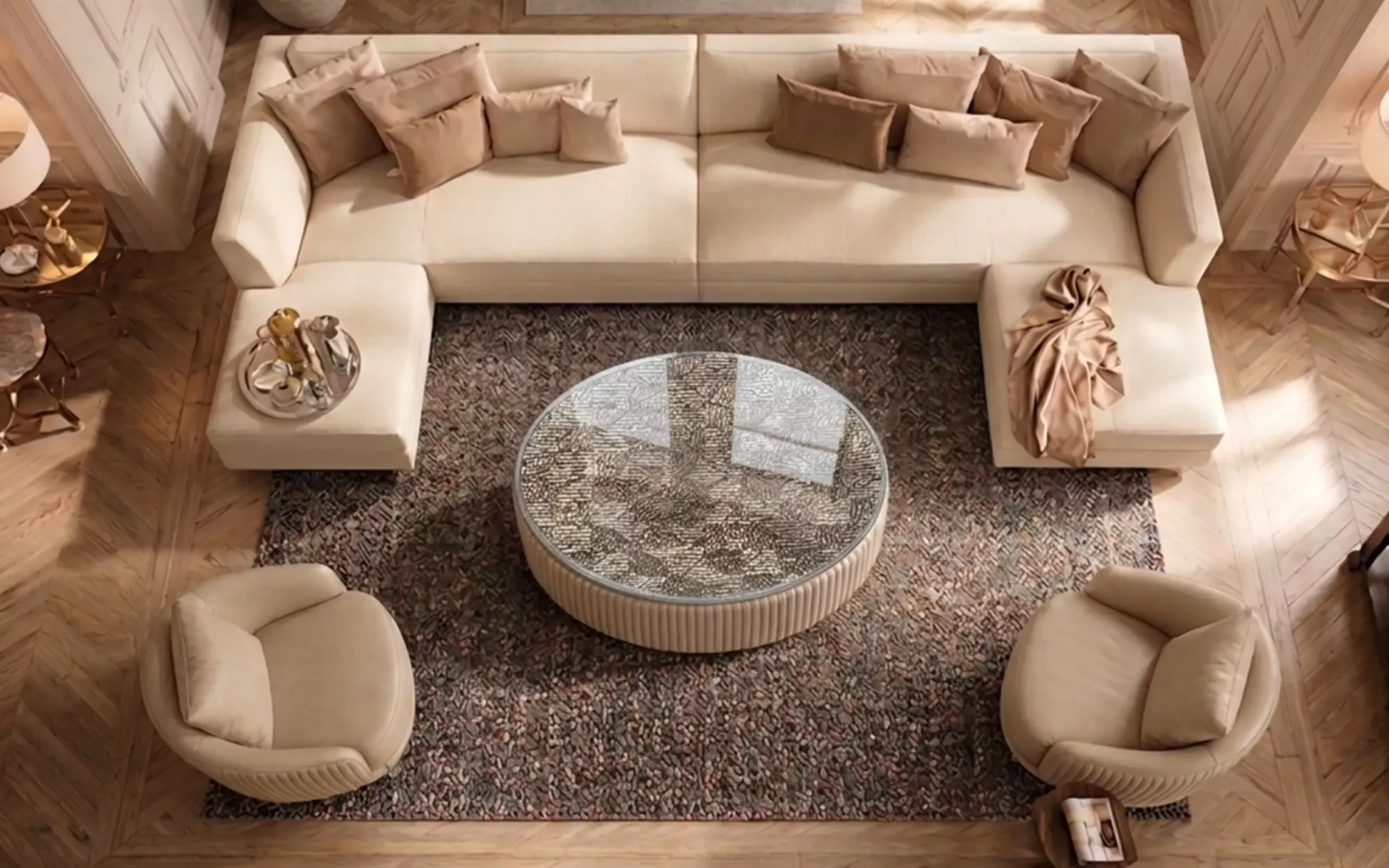 Coffee Table in Aura Hand-Carved Optical Glass — detail view 2